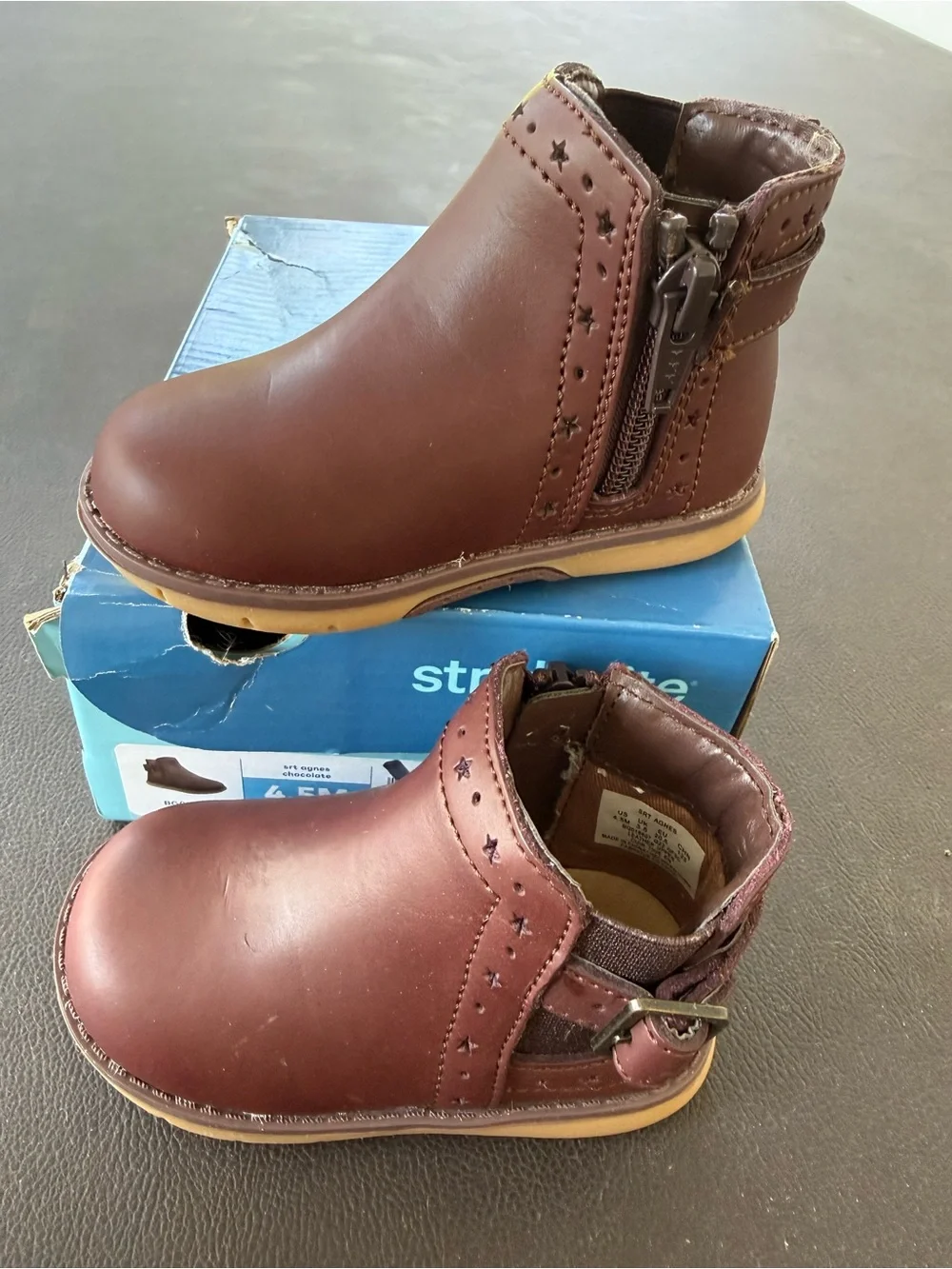 Stride Rite Toddler Brown Ankle Boots with Side Zip